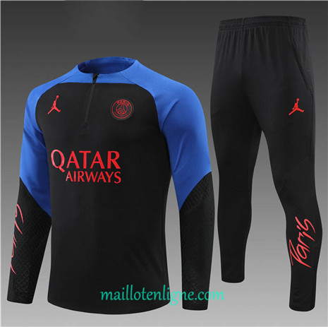 Thai Maillot Ensemble Paris PSG Enfant Survetement Noir/Bleu 2022/2023 E1017