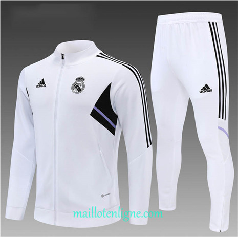 Thai Maillot Ensemble Real Madrid Enfant Veste Survetement Blanc 2022/2023 E998