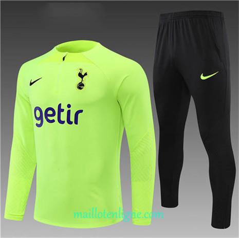 Thai Maillot Ensemble Tottenham Hotspur Enfant Survetement Vert/Noir 2022/2023 E1051