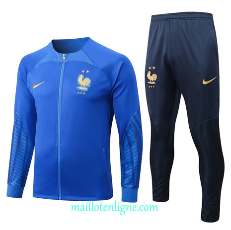 Thai Maillot Ensemble France Veste Survetement Bleu 2022/2023 E858