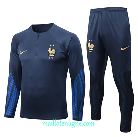 Thai Maillot Ensemble France Survetement Bleu Marine 2022/2023 E861