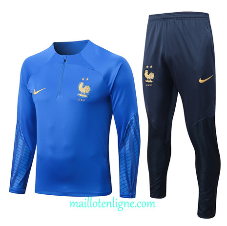 Thai Maillot Ensemble France Survetement Bleu 2022/2023 E862