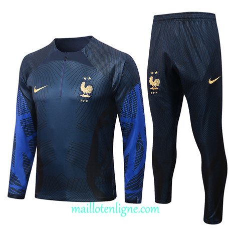 Thai Maillot Ensemble France Survetement Bleu Marine 2022/2023 E863