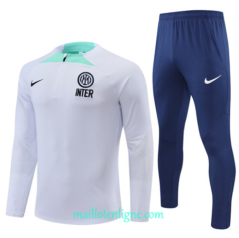 Thai Maillot Ensemble Inter Milan Survetement Blanc/Bleu 2022/2023 E964