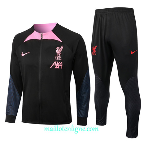 Thai Maillot Ensemble Liverpool Veste Survetement Noir 2022/2023 E902