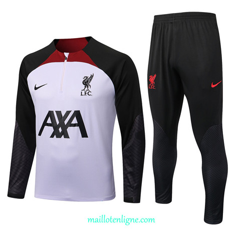 Thai Maillot Ensemble Liverpool Survetement Blanc/Noir 2022/2023 E914