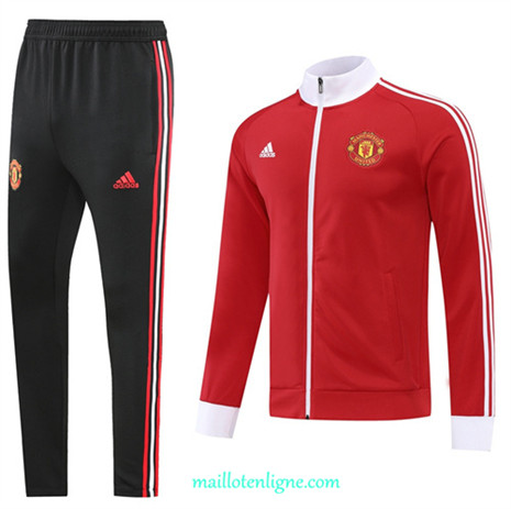 Thai Maillot Ensemble Manchester United Veste Survetement Rouge/Noir 2022/2023 E943