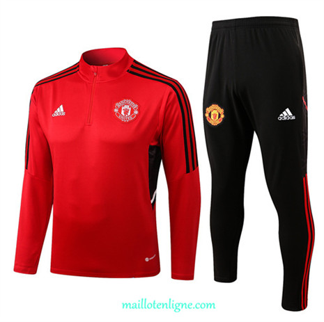 Thai Maillot Ensemble Manchester United Survetement Rouge/Noir 2022/2023 E948