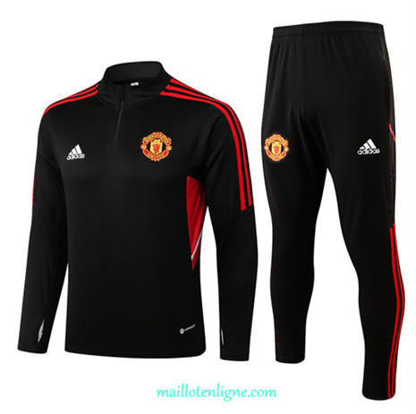 Thai Maillot Ensemble Manchester United Survetement Noir/Rouge 2022/2023 E949