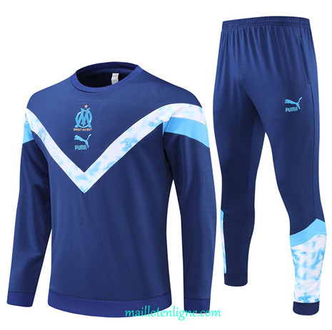 Thai Maillot Ensemble Marseille Survetement Bleu 2022/2023 E806