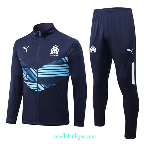 Thai Maillot Ensemble Marseille Veste Survetement Bleu Marine 2022/2023 E813