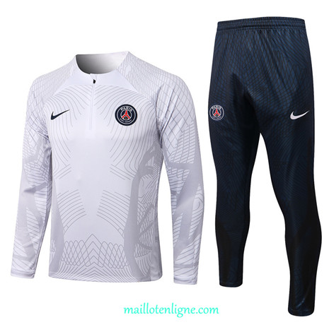 Thai Maillot Ensemble Paris PSG Survetement Blanc/Bleu Marine 2022/2023 E827