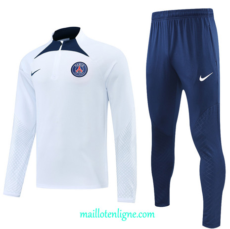 Thai Maillot Ensemble Paris PSG Survetement Blanc/Bleu 2022/2023 E832