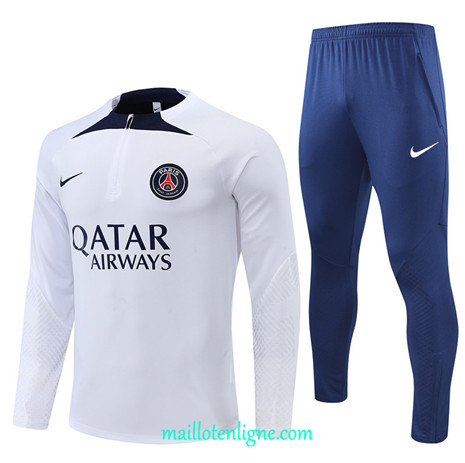 Thai Maillot Ensemble Paris PSG Survetement Blanc/Bleu 2022/2023 E833