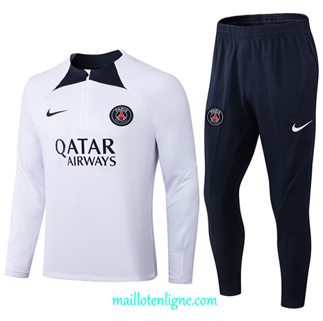 Thai Maillot Ensemble Paris PSG Survetement Blanc/Noir 2022/2023 E843