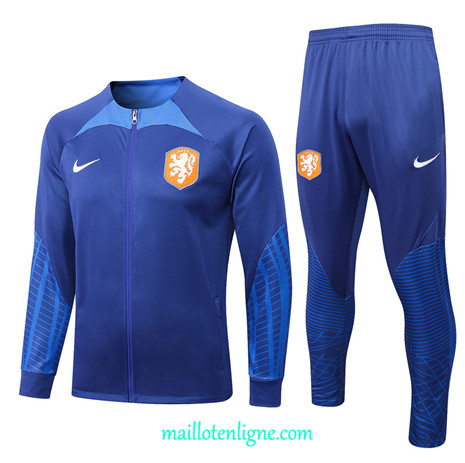 Thai Maillot Ensemble Pays-Bas Veste Survetement Bleu 2022/2023 E875