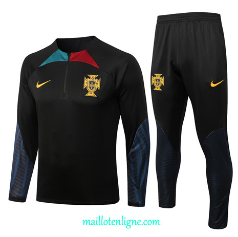 Thai Maillot Ensemble Portugal Survetement Noir 2022/2023 E878