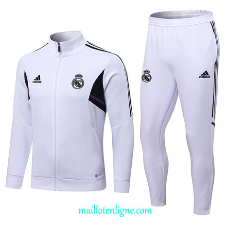 Thai Maillot Ensemble Real Madrid Veste Survetement Blanc 2022/2023 E791