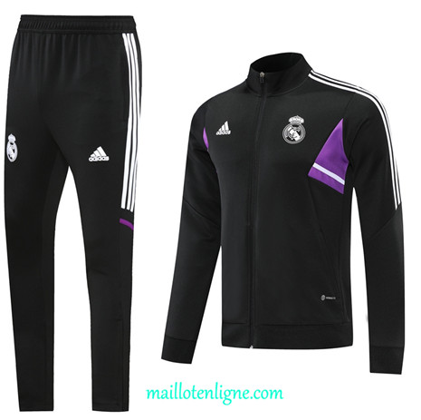 Thai Maillot Ensemble Real Madrid Veste Survetement Noir 2022/2023 E793