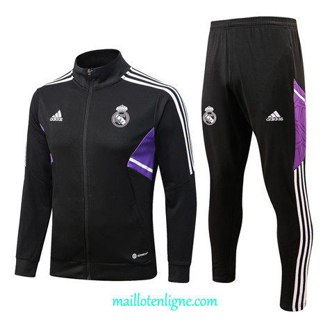 Thai Maillot Ensemble Real Madrid Veste Survetement Noir 2022/2023 E798