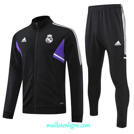 Thai Maillot Ensemble Real Madrid Veste Survetement Noir 2022/2023 E800