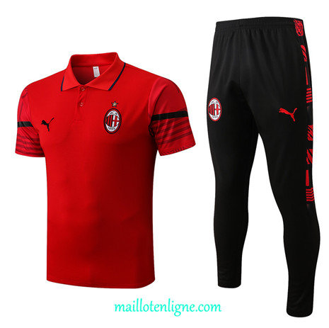 Thai Maillot Ensemble polo AC Milan Training Rouge/Noir 2022/2023 E1274