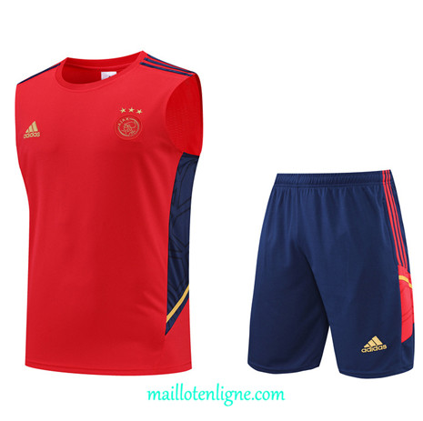 Thai Maillot Ensemble Ajax Debardeur Training Rouge/Bleu Marine 2022/2023 E1068