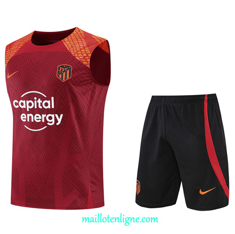 Thai Maillot Ensemble Atletico Madrid Debardeur Training Rouge/Noir 2022/2023 E1104