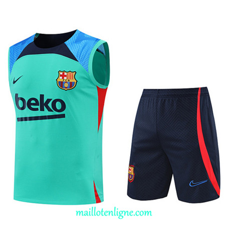 Thai Maillot Ensemble Barcelone Debardeur Training Vert/Bleu Marine 2022/2023 E1109