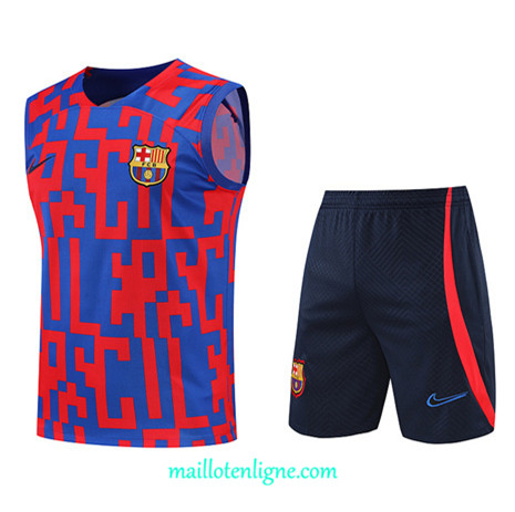 Thai Maillot Ensemble Barcelone Debardeur Training Rouge/Bleu/Bleu Marine 2022/2023 E1115