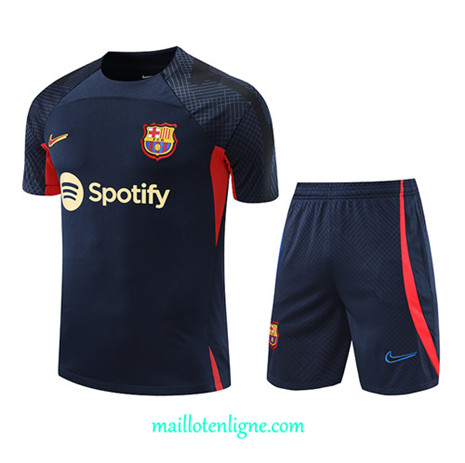 Thai Maillot Ensemble Barcelone + Short Training Bleu Marine 2022/2023 E1121