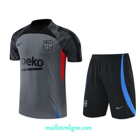 Thai Maillot Ensemble Barcelone + Short Training Gris 2022/2023 E1124