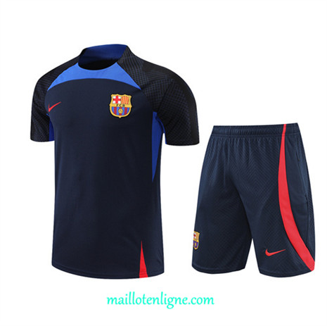 Thai Maillot Ensemble Barcelone + Short Training Bleu Marine 2022/2023 E1125