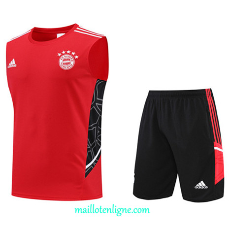 Thai Maillot Ensemble Bayern Munich Debardeur Training Rouge/Noir 2022/2023 E1095