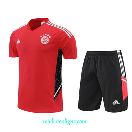Thai Maillot Ensemble Bayern Munich + Short Training Rouge/Noir 2022/2023 E1096