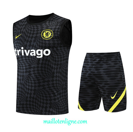 Thai Maillot Ensemble Chelsea Debardeur Training Noir 2022/2023 E1221