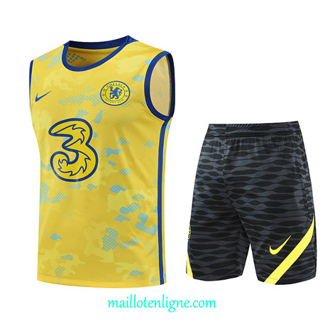 Thai Maillot Ensemble Chelsea Debardeur Training Jaune 2022/2023 E1222