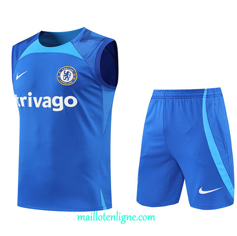 Thai Maillot Ensemble Chelsea Debardeur Training Bleu 2022/2023 E1225