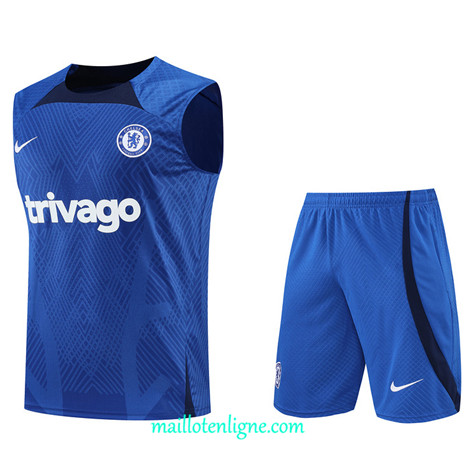 Thai Maillot Ensemble Chelsea Debardeur Training Bleu 2022/2023 E1228