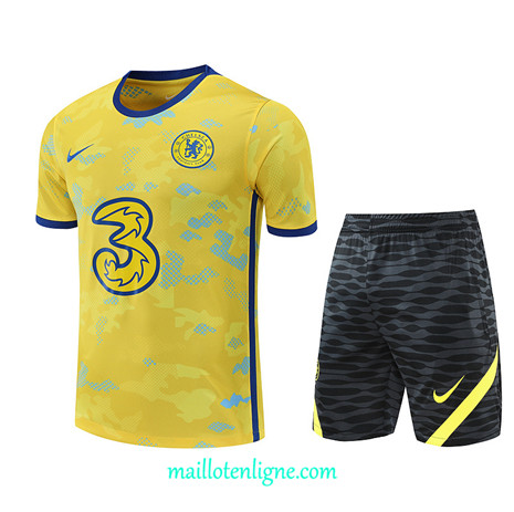 Thai Maillot Ensemble Chelsea + Short Training Jaune 2022/2023 E1230