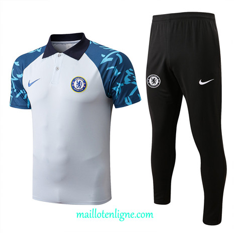 Thai Maillot Ensemble polo Chelsea Training Blanc/Noir 2022/2023 E1237