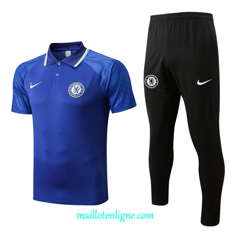 Thai Maillot Ensemble polo Chelsea Training Bleu/Noir 2022/2023 E1238