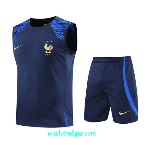 Thai Maillot Ensemble France Debardeur Training Bleu Marine 2022/2023 E1196