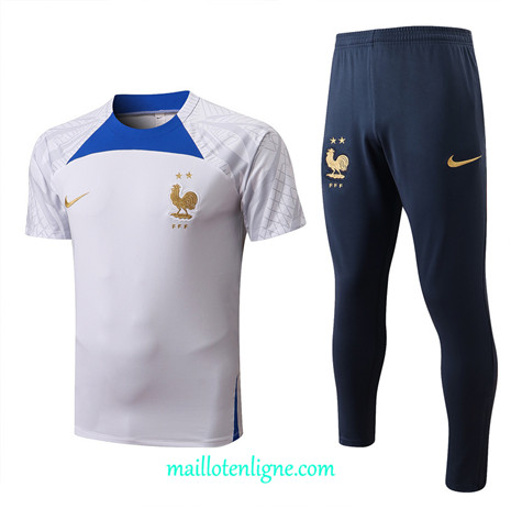 Thai Maillot Ensemble France Training Blanc/Bleu Marine 2022/2023 E1205