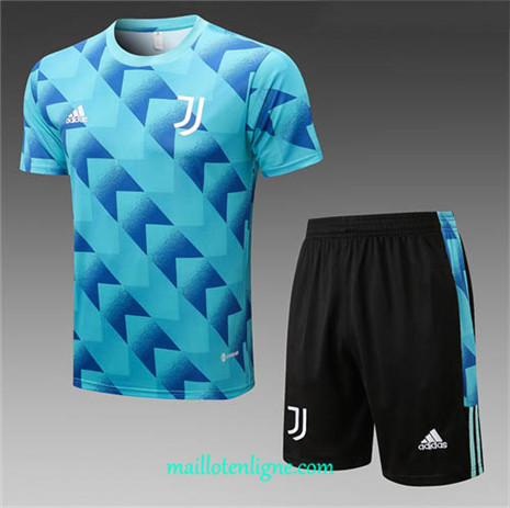 Thai Maillot Ensemble Juventus + Short Training Bleu/Noir 2022/2023 E1290