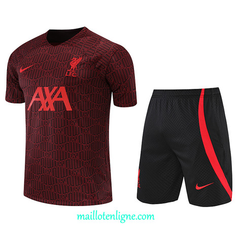 Thai Maillot Ensemble Liverpool + Short Training Rouge/Noir 2022/2023 E1249