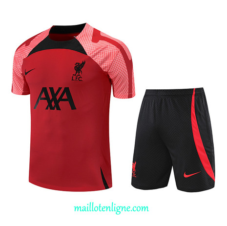 Thai Maillot Ensemble Liverpool + Short Training Rouge/Noir 2022/2023 E1250