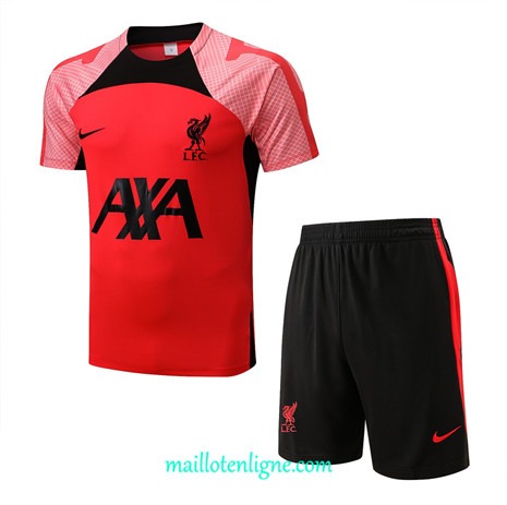 Thai Maillot Ensemble Liverpool + Short Training Rouge/Noir 2022/2023 E1252