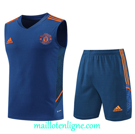 Thai Maillot Ensemble Manchester United Debardeur Training Bleu 2022/2023 E1264