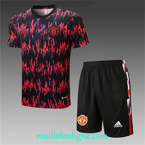 Thai Maillot Ensemble Manchester United + Short Training Noir/Rouge 2022/2023 E1266